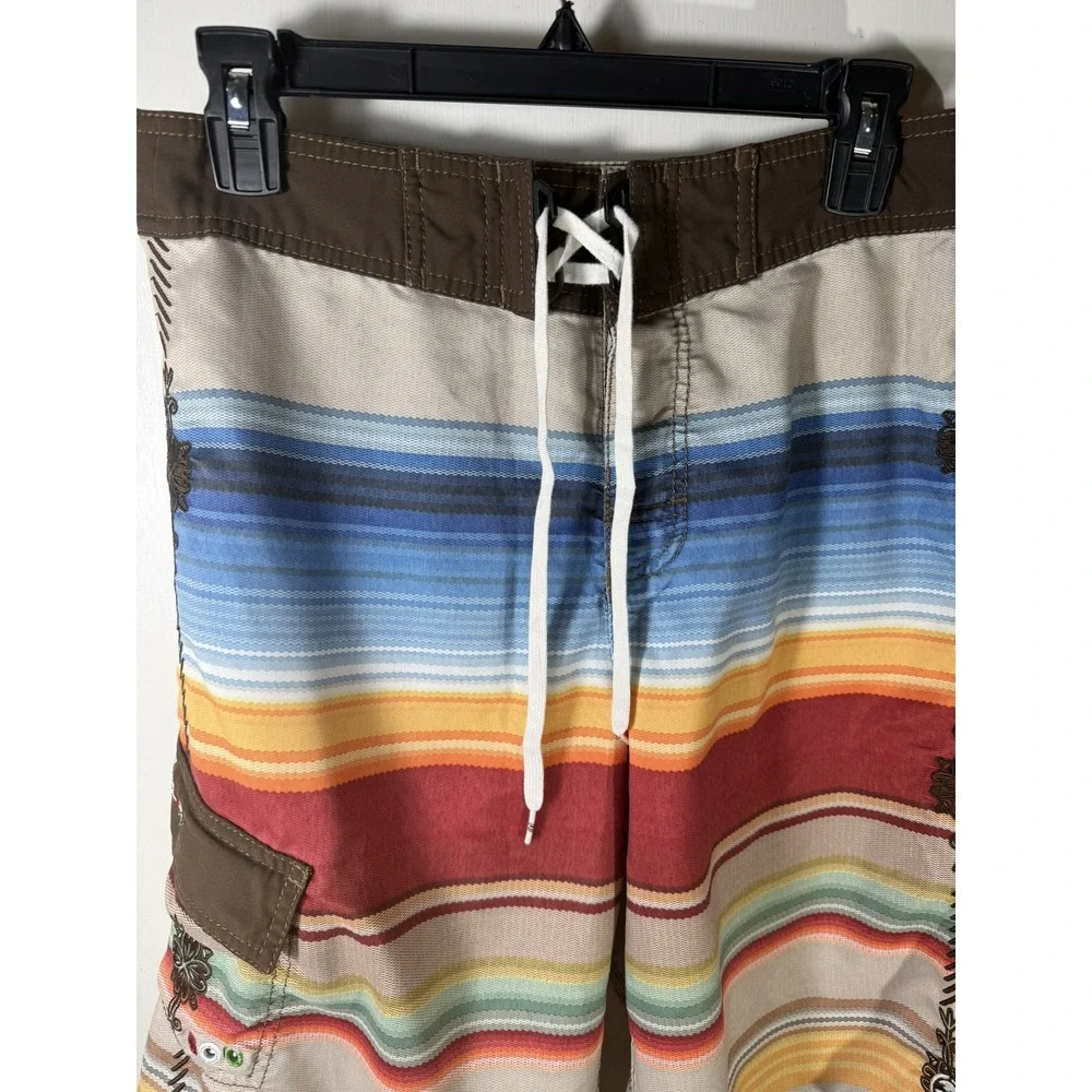 Hecho De Billabong Mens Drawstring Board Shorts Sz. 30 /Beige/Mexico Theme